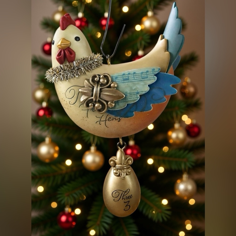 Hallmark Keepsake 2013  Three French Hens 12 Twelve Days Of Christmas Ornament